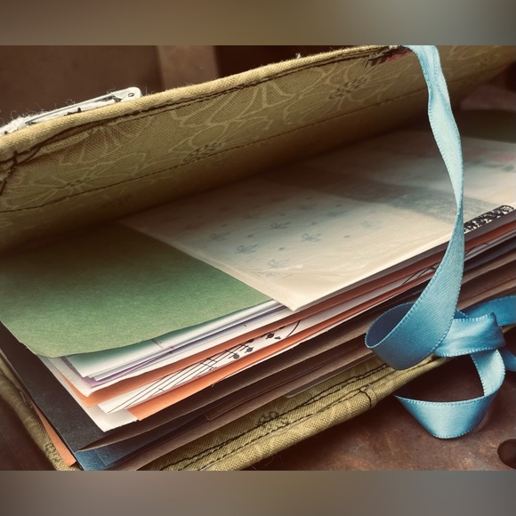 OOAK Junk journal undecorated handmade scrapbook whimsical houses scrap fabric - Picture 2 of 4